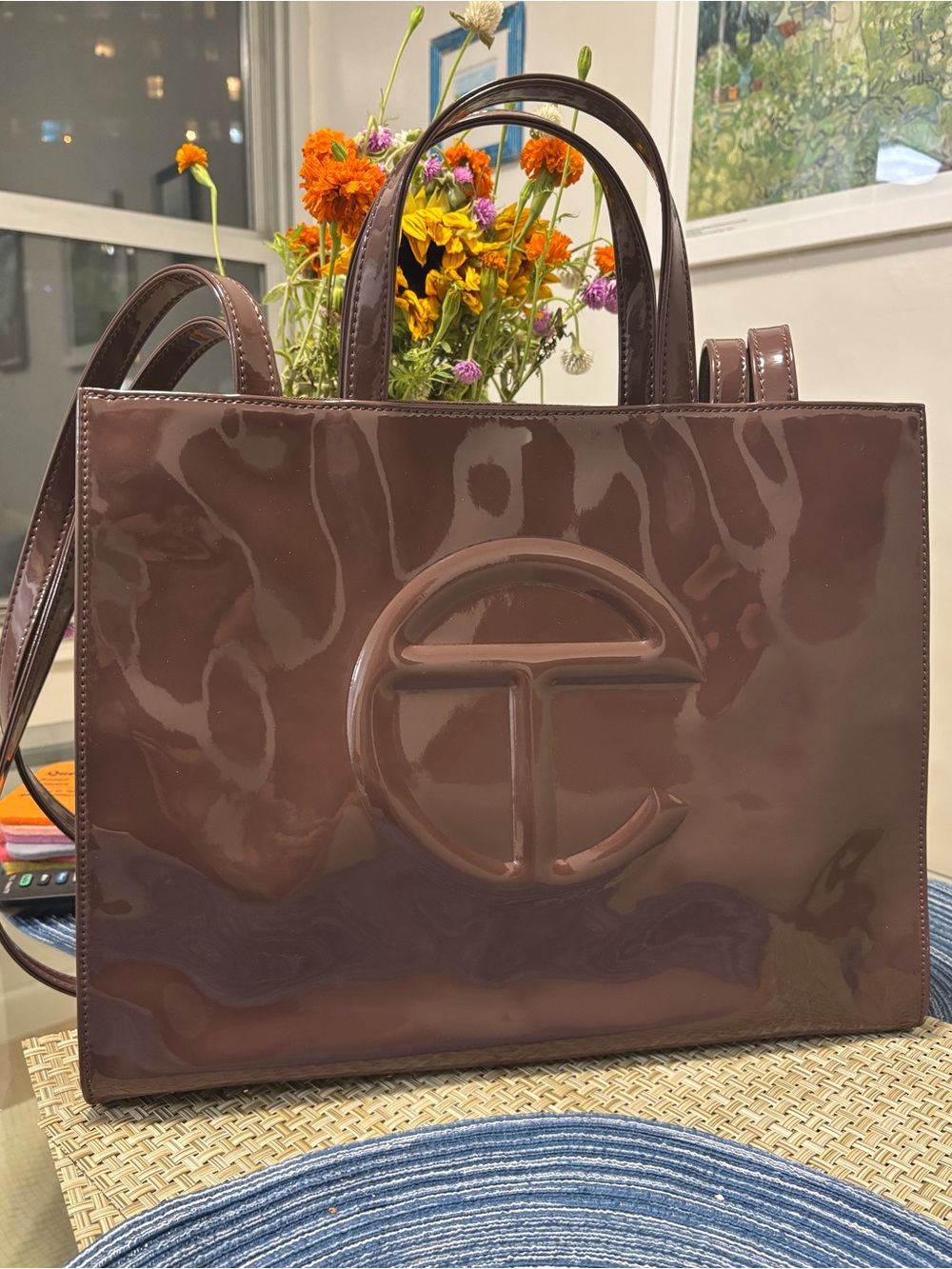 TELFAR — Medium Shopper Patent Chocolate (great condition)
